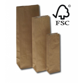 Öko-Blockbodenbeutel aus braunem Kraftpapier | Mit fettdichtem Futter 10.5x6.5x28cm (100 Stück) [PABB1028]