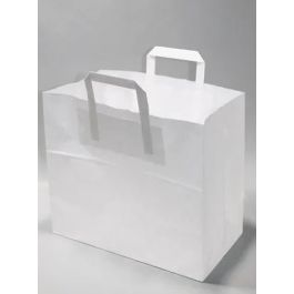 Papiertragetaschen 32x21x27cm Weiß Kraft 80g/m² (50 Stück) [PADW8025]