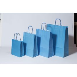 Papiertragetaschen Blau 22x10x31cm Kraft 90g/m² (50 Stück) [PAM2231BL]