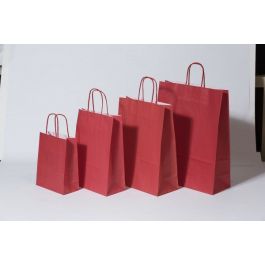 Papiertragetaschen Rot 26x12x35cm Kraft 90g/m² (50 Stück) [PAM2635R]