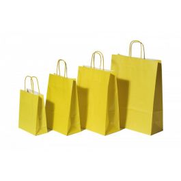 Papiertragetaschen Gelb 22x10x31cm Kraft 90g/m² (50 Stück) [PAM2231Y]