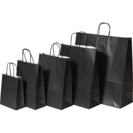 Papiertragetaschen Schwarz 22x10x31cm Kraft 90 Gramm (50 Stück) [PAM2231BK]