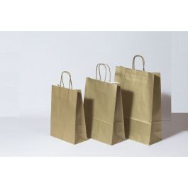 Papiertragetaschen Gold 22x10x31cm Kraft 90g/m² (50 Stück) [PAM2231GO]