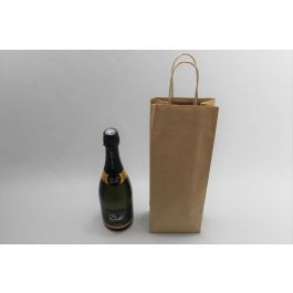 Papiertragetaschen für Flaschen 14x8x39cm Braun (50 Stück) [PAWF1439BR]