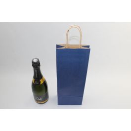 Papiertragetaschen für Flaschen 14x8x39cm Dunkelblau (50 Stück) [PAWF1439DKBL]