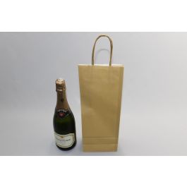 Papiertragetaschen für Flaschen 14x8x39cm Gold (50 Stück) [PAWF1439GO]