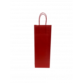 Papiertragetaschen für Flaschen 14x8x39cm Rot (50 Stück) [PAWF1439R]
