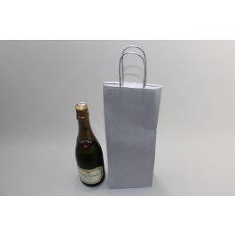 Papiertragetaschen für Flaschen 14x8x39cm Silber (50 Stück) [PAWF1439SI]