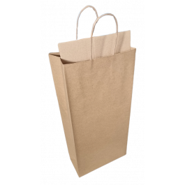 Papiertragetaschen für Flaschen 18x8x39cm Kraft + Kartonboden (50 Stück) [PAWF1839CD]