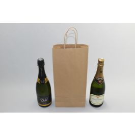 Papiertragetaschen für Flaschen 18x8x39cm Kraft (50 Stück) [PAWF1839]