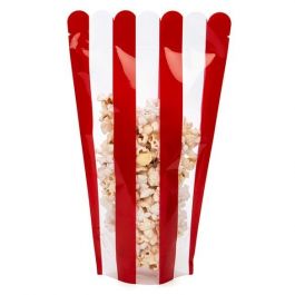 Standbodenbeutel Popcorn Rot/Weiß 15.2x8.9x22.9cm (100 Stück) [SP4P]