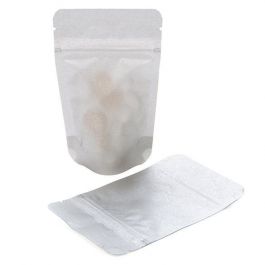 Standbodenbeutel Reispapier Silber 8x5x13cm | 28 Gramm (100 Stück) [ZBGR1SS]