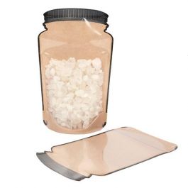 Standbodenbeutel Kraftpapier/Transparent Glasgefäß-Form 15.2x7.9x25.4cm (100 Stück) [SP7KC]