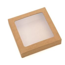 Pappschachteln Kraft Braun mit Fenster 10.5x2.2x10.5cm (25 Stück) [WKRG245]