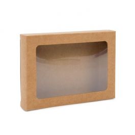 Pappschachteln Kraft Braun mit Fenster 9.5x2.2x13.2cm (25 Stück) [WKRG246]