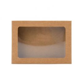 Pappschachteln Kraft Braun mit Fenster 13.5x1.6x18.5cm (25 Stück) [WKRG1]
