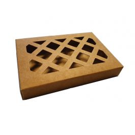 Kraft Geschenkschachteln mit ausgeschnittem Gitter 7x1.4x10.3cm (25 Stück) [WKRL200]