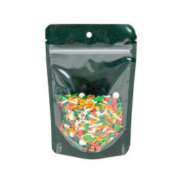 Standbodenbeutel Transparent/Glitzerndes Grün 10,2x6x15,2 cm (100 Stück) [ZBG2GLGR]