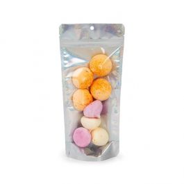 Standbodenbeutel Transparentes/holografisches Glitter 10,8x6x23,8 cm mit Aufhängeloch (25 Stück) [ZBGHG1NC]