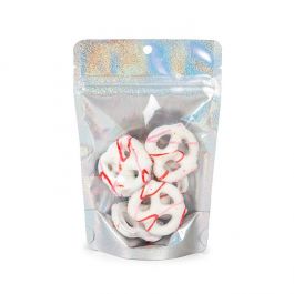 Standbodenbeutel Transparentes/holografisches Glitter 10,2x6x15,2 cm mit Aufhängeloch (25 Stück) [ZBGHG2C]