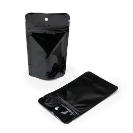 Standbodenbeutel Schwarz 10.2x6x15.2cm | 57 Gramm mit Aufhängeloch (100 Stück) [ZBGM2BH]