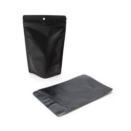 Standbodenbeutel Mattschwarz 13x8x20.5cm | 110 Gramm mit Aufhängeloch (100 Stück) [ZBGM3MBH]