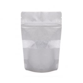 Standbodenbeutel Reispapier Silber 10.2x6x15.2cm | 57 Gramm mit Fenster (100 Stück) [ZBGR2S]