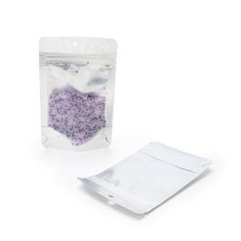 Standbodenbeutel Transparent/Silber 9.5x5.5x15.5cm | 57 Gramm mit Aufhängeloch (100 Stück) [ZBGS35H]
