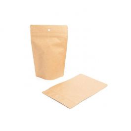 Standbodenbeutel Kraft 13x8x20.5cm | 110 Gramm mit Aufhängeloch (100 Stück) [ZBGSK3H]
