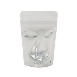 Standbodenbeutel Transparent/Weiß 10.2x6x15.2cm | 57 Gramm (100 Stück) [ZBGW2]