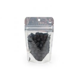 Standbodenbeutel Transparent/Weiß 8x5x13cm | 28 Gramm mit Aufhängeloch (100 Stück) [ZBGW1H]