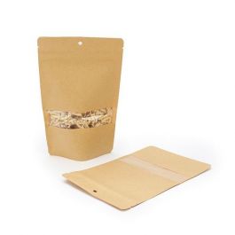 Standbodenbeutel Kraft 13x8x20.5cm | 110 Gramm mit Aufhängeloch (100 Stück) [ZBGW3KH]