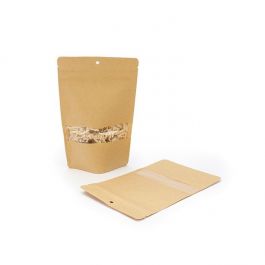 Standbodenbeutel Kraft 10.2x6x15.2cm | 57 Gramm mit Aufhängeloch (100 Stück) [ZBGW2KH]