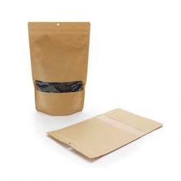 Standbodenbeutel Kraft 17x9x28.5cm | 340 Gramm mit Aufhängeloch (100 Stück) [ZBGW4KH]
