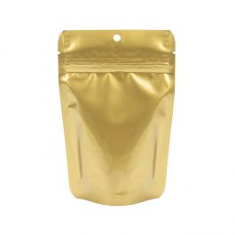 Standbodenbeutel Gold 10.2x6x15.2cm mit Aufhängeloch 57 Gramm (100 Stück) [ZBGM2GH]
