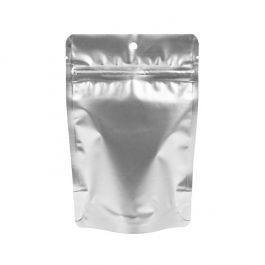 Standbodenbeutel Silber 10.2x6x15.2cm mit Aufhängeloch 57 Gramm (100 Stück) [ZBGM2SH]