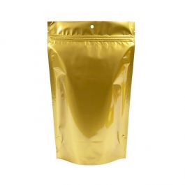 Standbodenbeutel Gold 17x9x28.5cm mit Aufhängeloch | 340 Gramm (100 Stück) [ZBGM4GH]