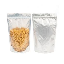 Standbodenbeutel Transparent/Silber 17x9x28.5cm 340 Gramm (100 Stück) [ZBGS4]