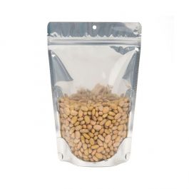 Standbodenbeutel Transparent/Weiß 14.9x8.9x23.2cm mit Aufhängeloch | 310 Gramm (100 Stück) [ZBGW7H]