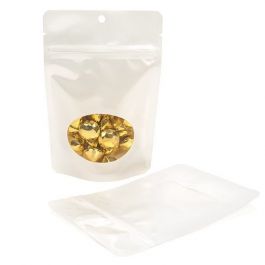 Standbodenbeutel Perlweiß 10.2x6x15.2cm mit Aufhängeloch (100 Stück) [ZBGO2PH]