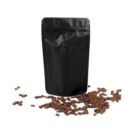 Standbodenbeutel Schwarz 13x7.9x20.6cm 113 Gramm mit Ventil (100 Stück) [ZBGM3MBV]